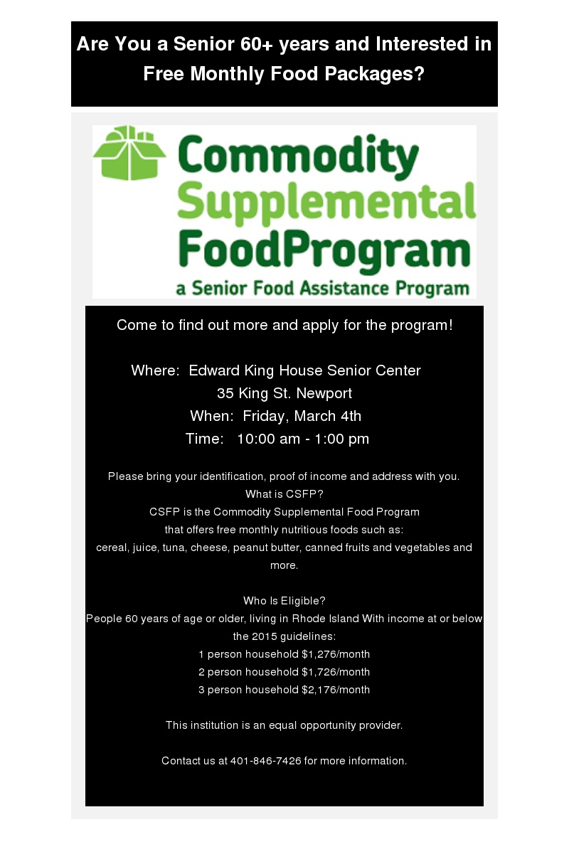Senior Commodity Food Program Flyer