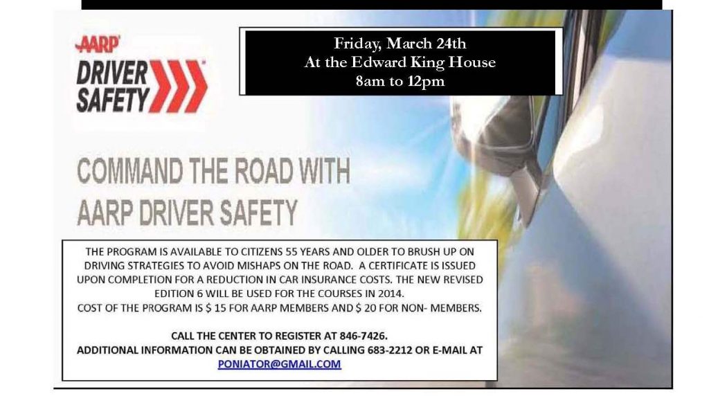AARP Safe Driver Course SOLDOUT Edward King House Senior Center