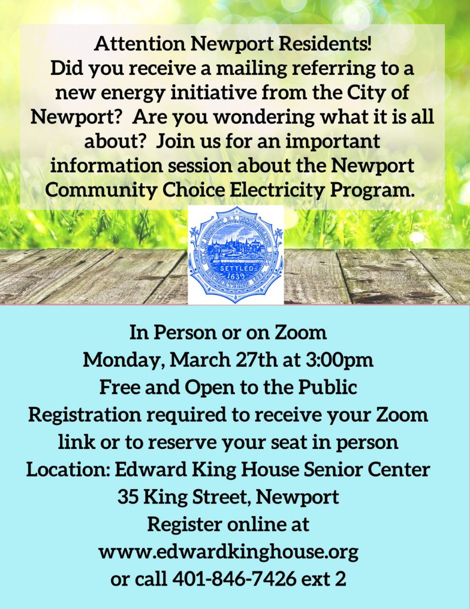 Information Session Newport Community Choice Electricity Edward King